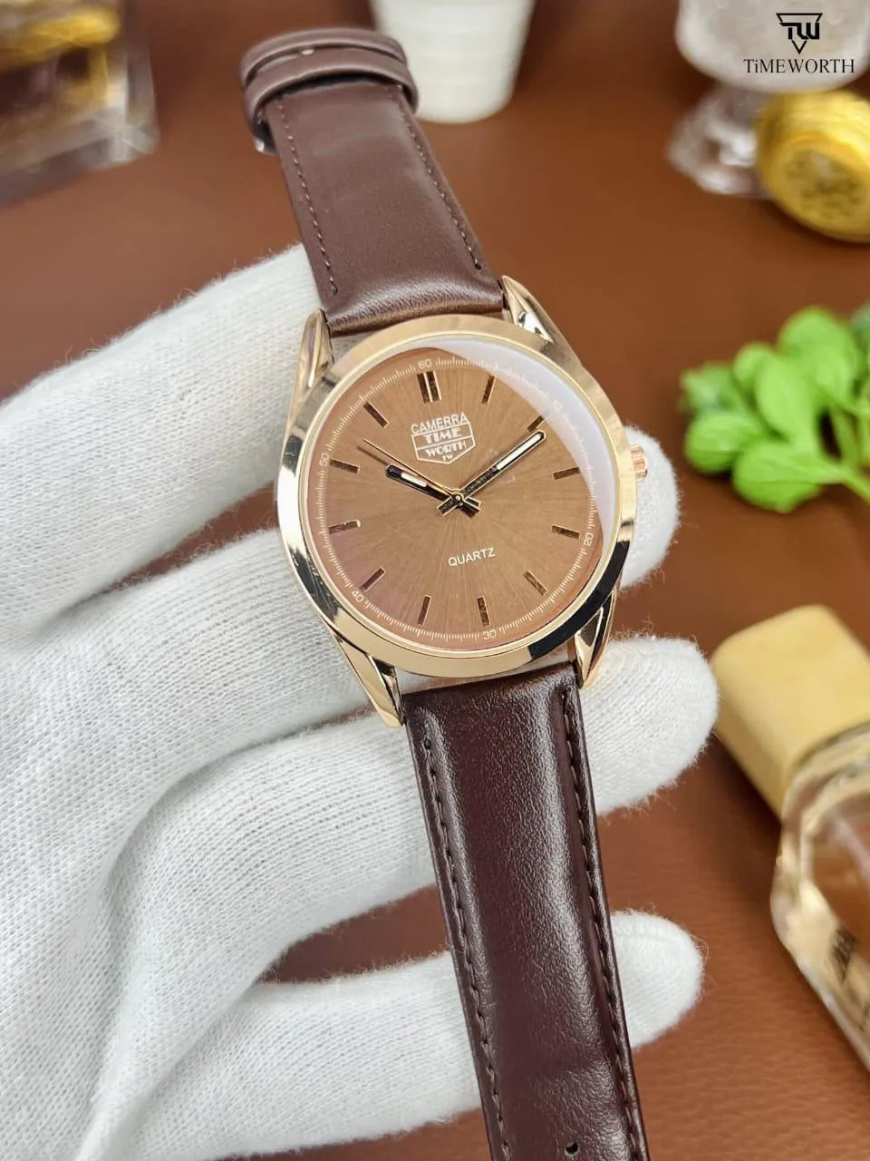 Menโs Analogue Watch โ Black, Blue, Grey & Brown | Premium Leather, Round Dial, 24-Hour Display